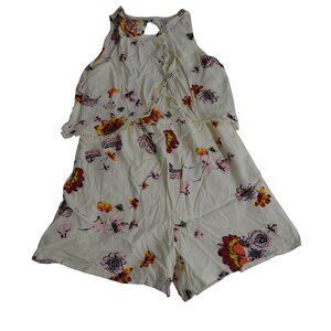 Justice Floral Shorts Romper With Lace Trim Sleeveless Girls Size 7